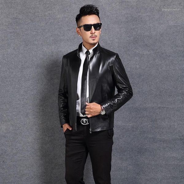 men's leather jacket baseball collar spring and autumn coat sheepskin factory direct sales & faux, Black
men's leather jacket baseball collar spring and autumn coat sheepskin factory direct sales & faux, Black