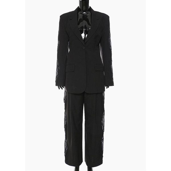 women's two piece pants seebeautiful pieces hollow spliced notched long sleeve loose blazer coat set fashion 2021 winter women g795, White
women's two piece pants seebeautiful pieces hollow spliced notched long sleeve loose blazer coat set fashion 2021 winter women g795, White