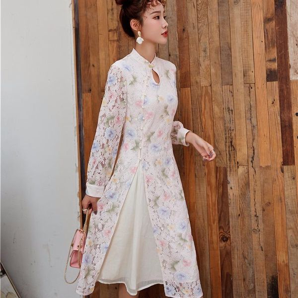 improved cheongsam spring big swing dress retro long temperament flower skirt sleeve mesh ethnic clothing, Red
improved cheongsam spring big swing dress retro long temperament flower skirt sleeve mesh ethnic clothing, Red