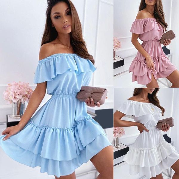 party dresses dreamlikelin summer women one word collar fashion off-shoulder loose ruffled sleeve dress, White;black
party dresses dreamlikelin summer women one word collar fashion off-shoulder loose ruffled sleeve dress, White;black
