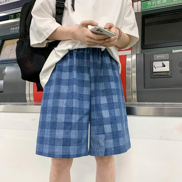 men's shorts summer blue denim fashion retro casual plaid men streetwear korean loose wide-leg mens, White;black
men's shorts summer blue denim fashion retro casual plaid men streetwear korean loose wide-leg mens, White;black