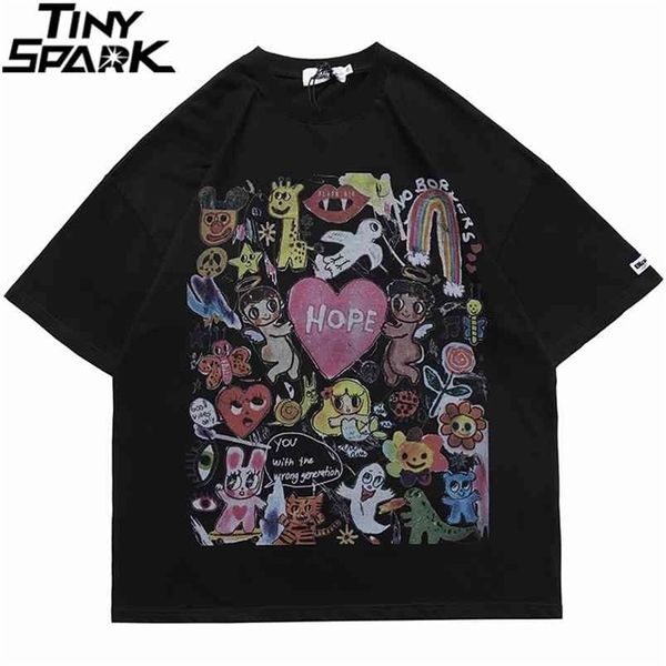men oversize t shirt hip hop streetwear painting letter heart rainbow angels print tshirt harajuku cotton short sleeve t-shirt 210716, White;black
men oversize t shirt hip hop streetwear painting letter heart rainbow angels print tshirt harajuku cotton short sleeve t-shirt 210716, White;black