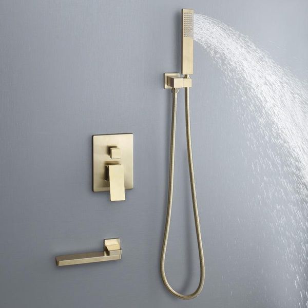 bathroom shower sets brass brushed gold square rainfall head in wall mixer taps bathtub and cold faucet al2011
bathroom shower sets brass brushed gold square rainfall head in wall mixer taps bathtub and cold faucet al2011