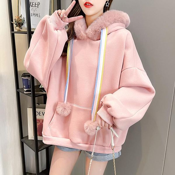 women's hoodies & sweatshirts winter casual women hoody plus velvet tender keep warm sweatshirt fur collar multicolor drawstring hairba, Black
women's hoodies & sweatshirts winter casual women hoody plus velvet tender keep warm sweatshirt fur collar multicolor drawstring hairba, Black