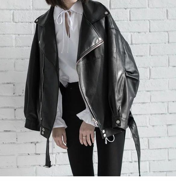 women's leather & faux womens casual korean fashion oversize pu motorcycle jacket loose coats warm winter autumn styles, Black
women's leather & faux womens casual korean fashion oversize pu motorcycle jacket loose coats warm winter autumn styles, Black