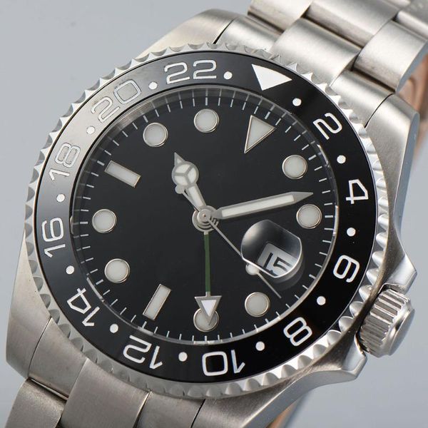 wristwatches 40mm black sterile dial sapphire glass ceramic bezel date case back gmt automatic men's wristwatch, Slivery;brown
wristwatches 40mm black sterile dial sapphire glass ceramic bezel date case back gmt automatic men's wristwatch, Slivery;brown