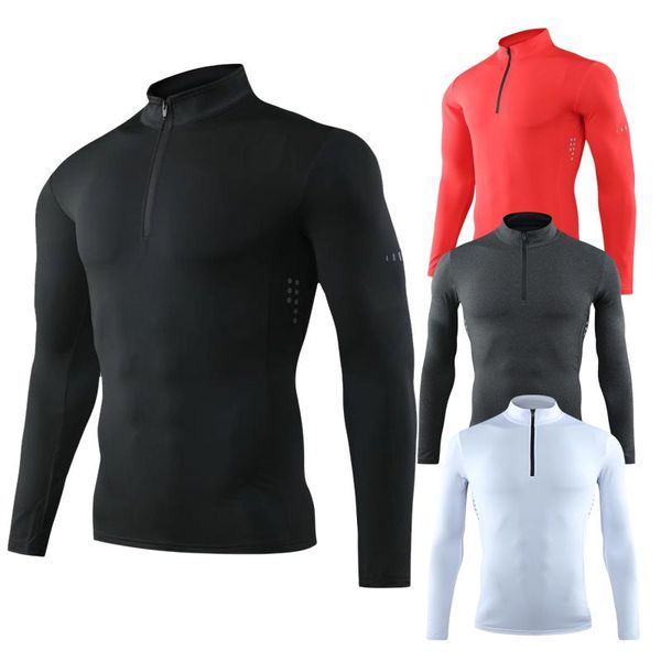 running jerseys men tight sport t-shirt long sleeve gym clothing fitness compression sportswear zip pullover hiking rashgard sweatshirt, Black;blue
running jerseys men tight sport t-shirt long sleeve gym clothing fitness compression sportswear zip pullover hiking rashgard sweatshirt, Black;blue