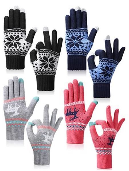winter knit touchscreen gloves others apparel warm thermal soft elastic cuff deer texting anti-slip mittens for women christmas present, Black;white 
winter knit touchscreen gloves others apparel warm thermal soft elastic cuff deer texting anti-slip mittens for women christmas present, Black;white
