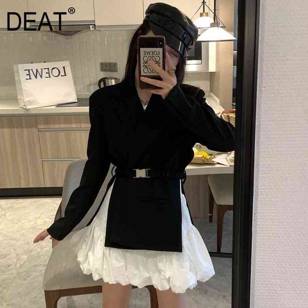 fashionm women turn-down collar full sleeves waist belt open blazer and white pleated mini skirt two pieces set 210421
fashionm women turn-down collar full sleeves waist belt open blazer and white pleated mini skirt two pieces set 210421