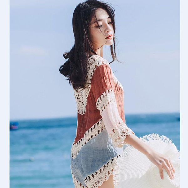 women's swimwear 2021 cardigan shawl lace hollow beach vacation sunscreen clothing mid-length spring blouse, White;black
women's swimwear 2021 cardigan shawl lace hollow beach vacation sunscreen clothing mid-length spring blouse, White;black