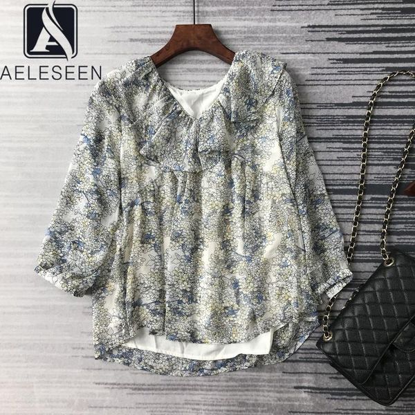 women's blouses & shirts aeleseen runway fashion women blouse 2021 ruffles v-neck floral print 3/4 sleeve casual holiday, White
women's blouses & shirts aeleseen runway fashion women blouse 2021 ruffles v-neck floral print 3/4 sleeve casual holiday, White