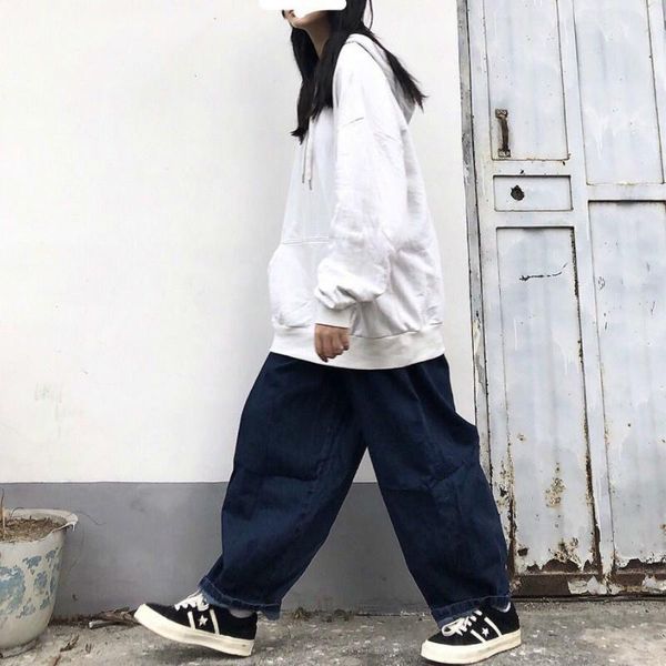 women's jeans solid wide leg pants vintage high waist autumn womens loose fashion leisure korean oversized streetwear trousers, Blue
women's jeans solid wide leg pants vintage high waist autumn womens loose fashion leisure korean oversized streetwear trousers, Blue