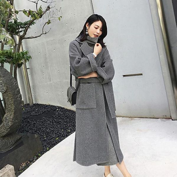 women's wool & blends woolen coat mid-length autumn winter 2021 black thickened explosive cashmere female with belt split fork
women's wool & blends woolen coat mid-length autumn winter 2021 black thickened explosive cashmere female with belt split fork