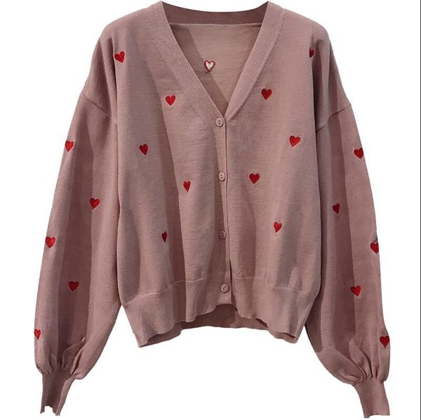 women's sweaters sweet love heart embroidery v-neck knit cardigan women long-sleeved autumn loose single-breasted sweater, White;black
women's sweaters sweet love heart embroidery v-neck knit cardigan women long-sleeved autumn loose single-breasted sweater, White;black
