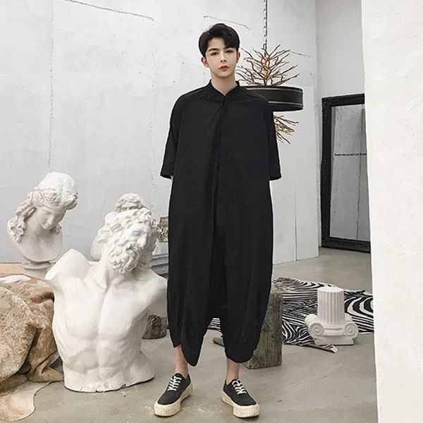 summer men's trousers five point silhouette casual pants loose long sleeve one piece standing collar straight tube fashion, Black
summer men's trousers five point silhouette casual pants loose long sleeve one piece standing collar straight tube fashion, Black