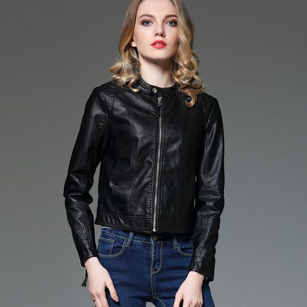 women's leather & faux 2021 autumn pu jacket fashion long sleeve zip coat female motorcycle short ladies, Black
women's leather & faux 2021 autumn pu jacket fashion long sleeve zip coat female motorcycle short ladies, Black