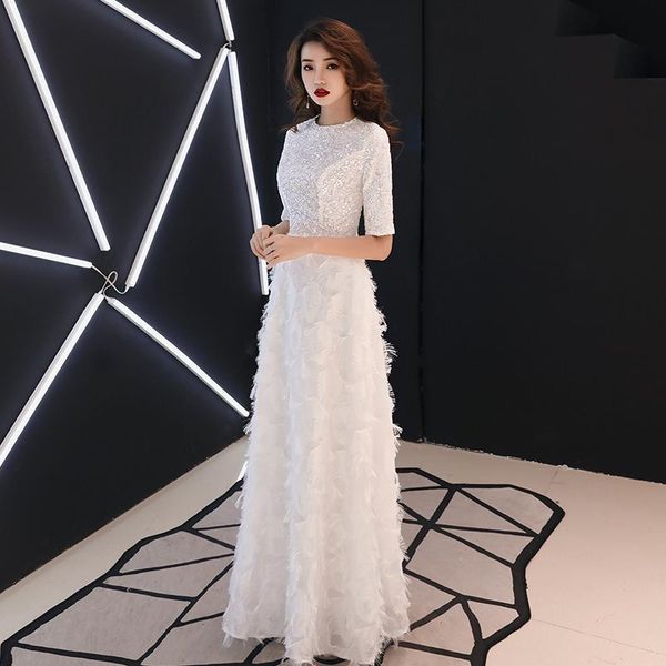 party dresses white a-line long evening dress o-neck half sleeves floor length lace formal prom lf325, White;black
party dresses white a-line long evening dress o-neck half sleeves floor length lace formal prom lf325, White;black