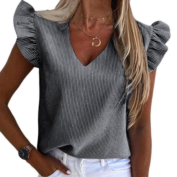 women's t-shirt fashion lady summer v neck solid ruffled short sleeve casual tee t shirts female women, White
women's t-shirt fashion lady summer v neck solid ruffled short sleeve casual tee t shirts female women, White