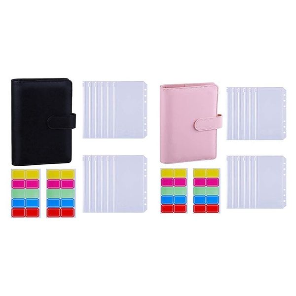 2set a6 pu leather binder sleeve with 12 pieces bag loose leaf bag, black & pink gift wrap
2set a6 pu leather binder sleeve with 12 pieces bag loose leaf bag, black & pink gift wrap