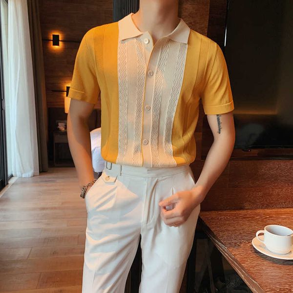 summer men's short sleeve knitted polo shirt contrast color hollow breathable slim ice silk polo shirts lapel casual cardigan 210527, White;black
summer men's short sleeve knitted polo shirt contrast color hollow breathable slim ice silk polo shirts lapel casual cardigan 210527, White;black