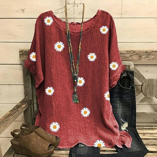 littlerossa women blouses daisy print o neck blouse shirt summer 2021 short sleeve loose cotton linen shirts feminino women's, White
littlerossa women blouses daisy print o neck blouse shirt summer 2021 short sleeve loose cotton linen shirts feminino women's, White