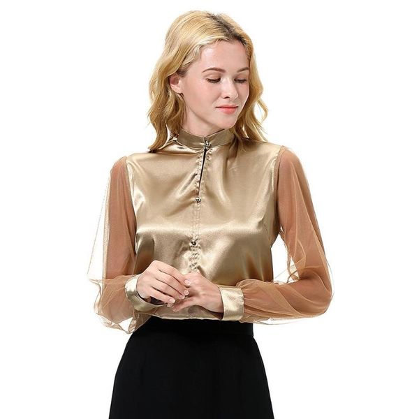 women imitation silk long mesh sleeve button down shirt work office blouse solid shirts autumn winter 2021 fashion women's blouses &, White
women imitation silk long mesh sleeve button down shirt work office blouse solid shirts autumn winter 2021 fashion women's blouses &, White