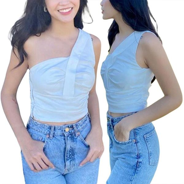 women's tanks & camis women summer crop tank , solid color single-shoulder ruffled sleeveless tight vest for girls, white
women's tanks & camis women summer crop tank , solid color single-shoulder ruffled sleeveless tight vest for girls, white