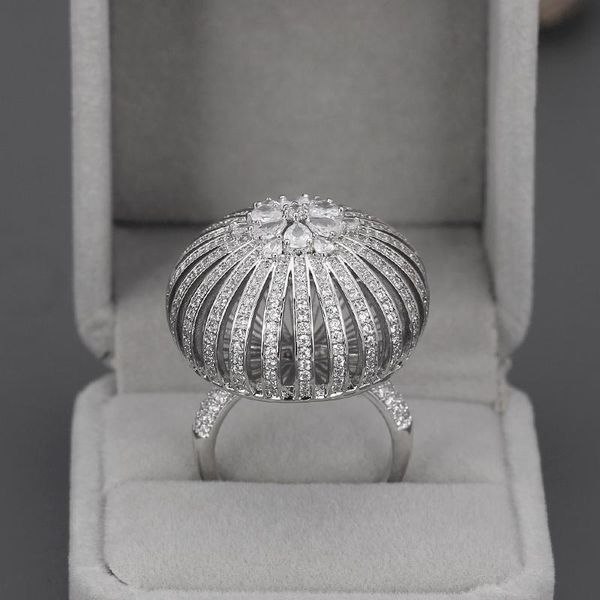 cluster rings bride talk ring creative fantasy bird cage round house full zircon color dubai women's fun accessories, Golden;silver
cluster rings bride talk ring creative fantasy bird cage round house full zircon color dubai women's fun accessories, Golden;silver