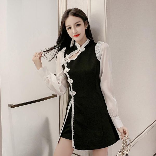 luxury casual dresses net red suit women's long sleeve 2021 spring and autumn temperament improved cheongsam waist closing thin drs two, Black;gray
luxury casual dresses net red suit women's long sleeve 2021 spring and autumn temperament improved cheongsam waist closing thin drs two, Black;gray