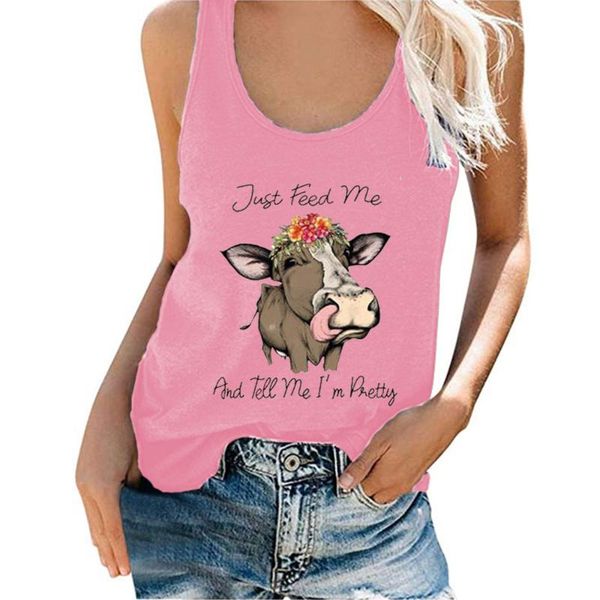 women's tanks & camis just feed me and tell i' pretty cow print sleeveless tank casual camisole, White
women's tanks & camis just feed me and tell i' pretty cow print sleeveless tank casual camisole, White