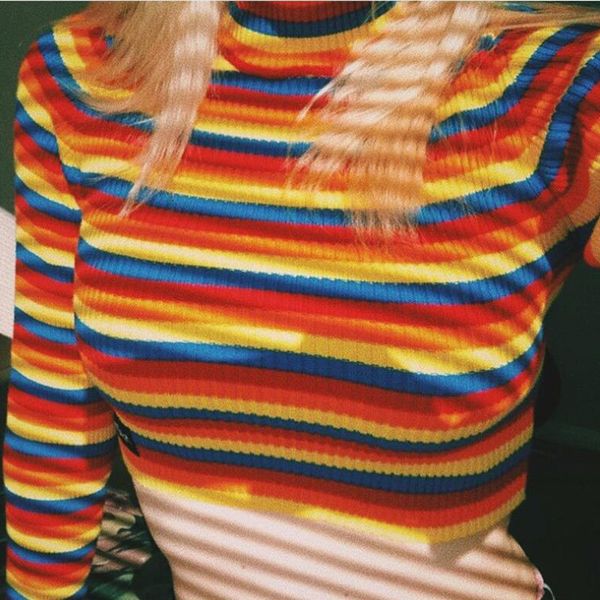 women's sweaters a shirt with rinbow stripes, womn's jcket turtleneck nd long fshion sleeve in utumn 22gb, White;black
women's sweaters a shirt with rinbow stripes, womn's jcket turtleneck nd long fshion sleeve in utumn 22gb, White;black