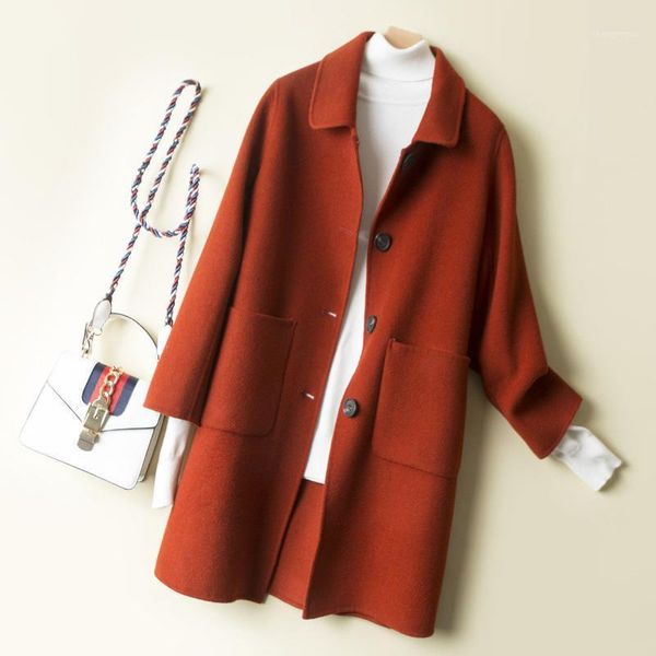 women's wool & blends women 2021 autumn winter vintage coats outwear female single breasted cashmere jacket turn-down collar ladies ove, Black
women's wool & blends women 2021 autumn winter vintage coats outwear female single breasted cashmere jacket turn-down collar ladies ove, Black