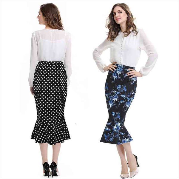 ladies pencil skirt elegant bodycon floral polka dot print ruffle mermaid style midi party work business casual skirts, Black
ladies pencil skirt elegant bodycon floral polka dot print ruffle mermaid style midi party work business casual skirts, Black