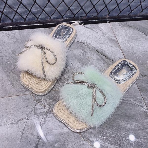slippers diamond bow tie mink hair women's summer wear fashion 2021 fairy go out flat bottom cooi drag tide, Black
slippers diamond bow tie mink hair women's summer wear fashion 2021 fairy go out flat bottom cooi drag tide, Black