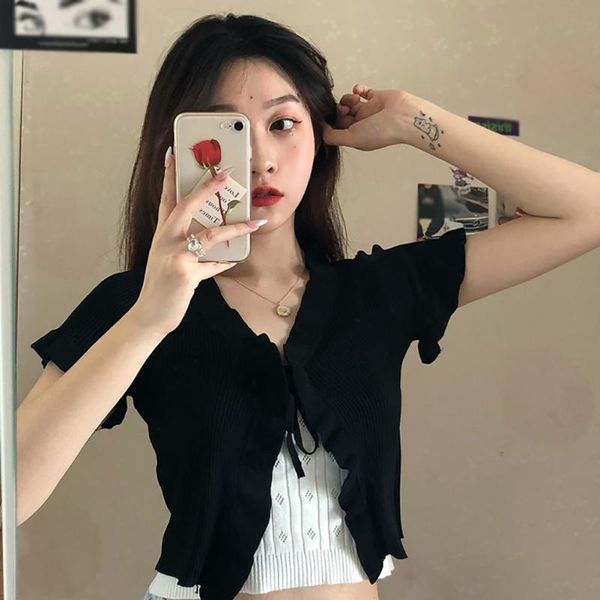 women's t-shirt 2021knitted summer lace up split short sleeve cardigan 2021 streetwear women slim tshirt casual party tees, White
women's t-shirt 2021knitted summer lace up split short sleeve cardigan 2021 streetwear women slim tshirt casual party tees, White