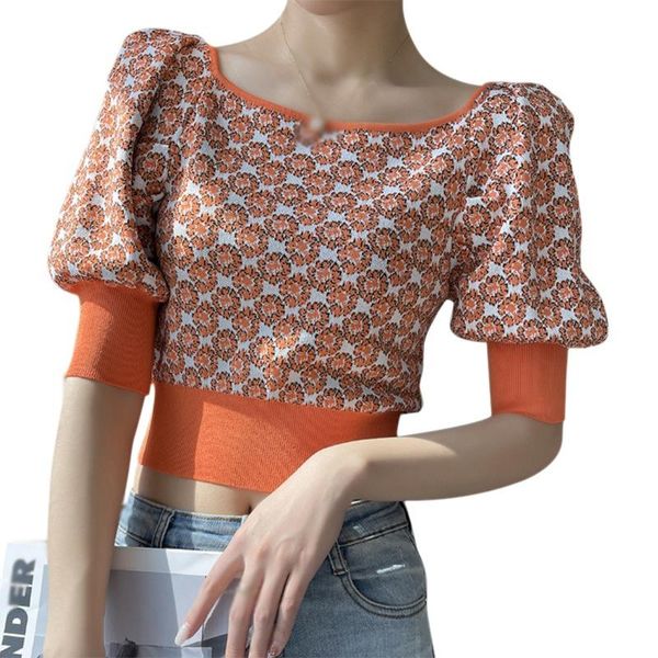 women's t-shirt daxin summer retro collar lantern sleeve tshirt print slim short sweet ladies knit sleeves tee casual crop t, White
women's t-shirt daxin summer retro collar lantern sleeve tshirt print slim short sweet ladies knit sleeves tee casual crop t, White