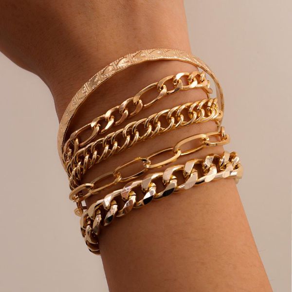link chain gold chains set multilayer bracelet for girls punk jewelry 2021 trend gift lady charms women's bracelett, Black
link chain gold chains set multilayer bracelet for girls punk jewelry 2021 trend gift lady charms women's bracelett, Black