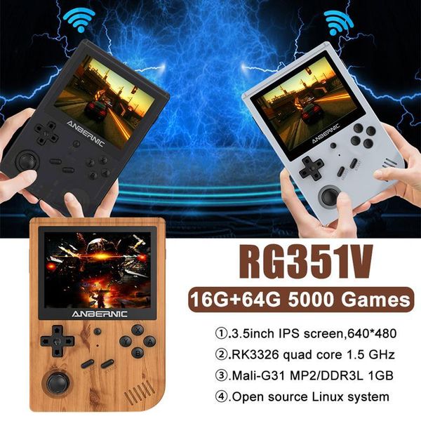 portable handheld open source mini pocket game console linux system 3.5 inch ips screen 16g+64g player players