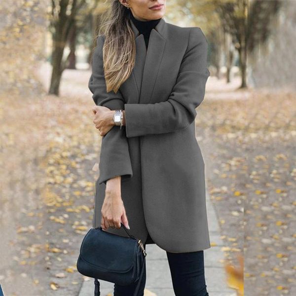 women's jackets autumn women woolen coat 2021 winter casual solid elegant open stitch stand collar long jacket office lady plus size co, Black;brown
women's jackets autumn women woolen coat 2021 winter casual solid elegant open stitch stand collar long jacket office lady plus size co, Black;brown