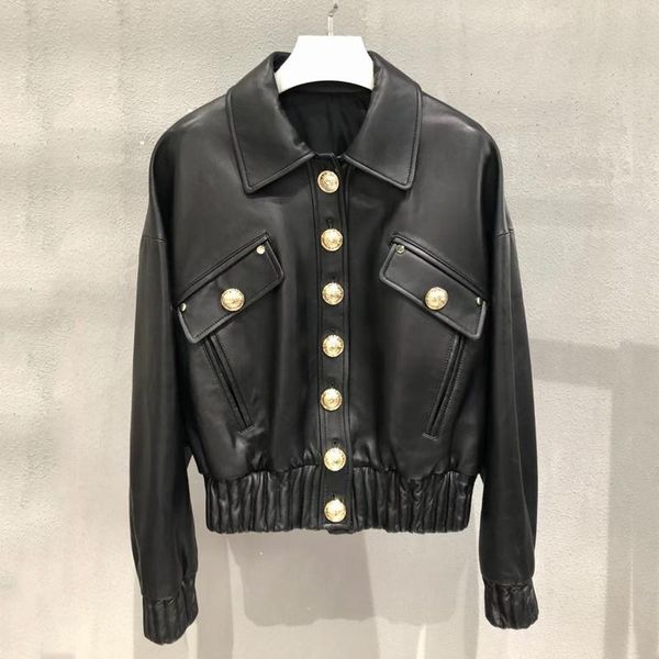 women's leather & faux arrival 2021 women coat spring and autumn genuine jacket turn-down collar female single breasted, Black
women's leather & faux arrival 2021 women coat spring and autumn genuine jacket turn-down collar female single breasted, Black