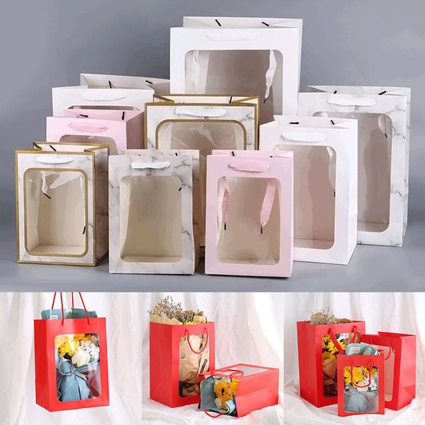 gift wrap tote bag kraft paper bags flower box with transparent window handle bouquet packing boxes wedding party present
gift wrap tote bag kraft paper bags flower box with transparent window handle bouquet packing boxes wedding party present