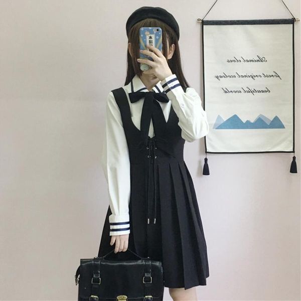 clothing sets japanese college jk uniforms long-sleeved shirt pleated suspender dress two-piece suit female school girl uniform, White
clothing sets japanese college jk uniforms long-sleeved shirt pleated suspender dress two-piece suit female school girl uniform, White