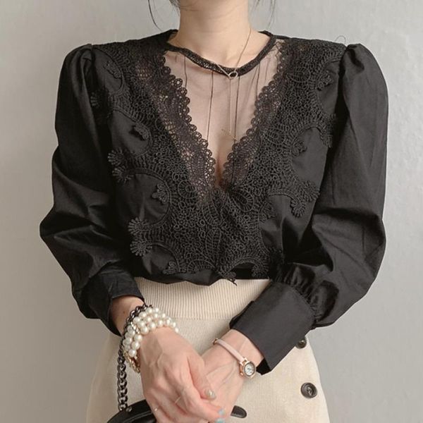 spring women blouse elegance beauty solid lace crochet low cut v-neck slim long lantern sleeves shirts women's blouses &, White
spring women blouse elegance beauty solid lace crochet low cut v-neck slim long lantern sleeves shirts women's blouses &, White