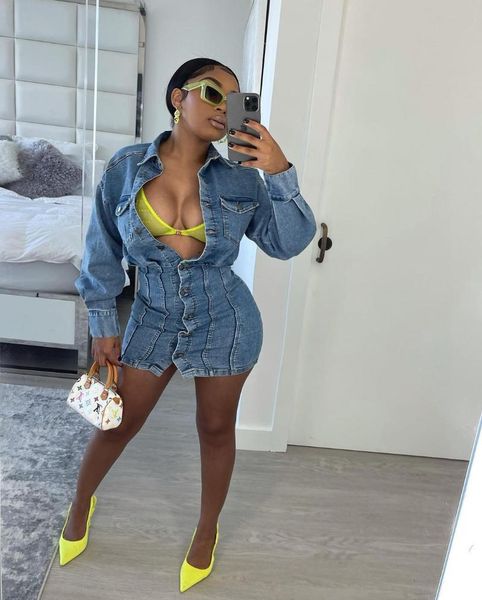 casual dresses vavcy 2021 spring autumn denim fabric front button up mini dress, Black;gray
casual dresses vavcy 2021 spring autumn denim fabric front button up mini dress, Black;gray