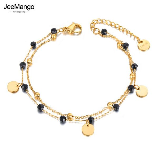 link, chain jeemango bohemia titanium stainless steel double layer bracelet for women original design black crystal jewelry jb21117
link, chain jeemango bohemia titanium stainless steel double layer bracelet for women original design black crystal jewelry jb21117