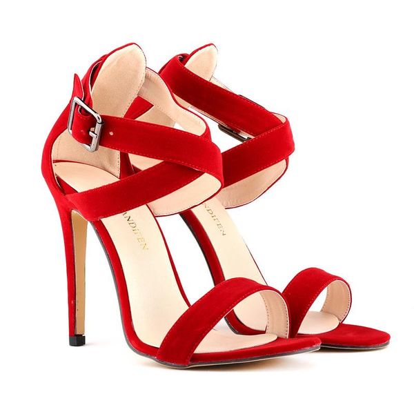 wedding women sandal buckle strap fashion shoes round toe flock 11cm thin high heels zapatos de mujer size 35-42 sandals, Black
wedding women sandal buckle strap fashion shoes round toe flock 11cm thin high heels zapatos de mujer size 35-42 sandals, Black