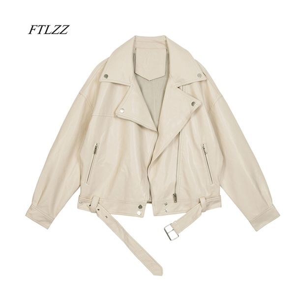 ftlzz spring women pu leather motorcycle jacket female with belt solid color jackets ladys loose casual jacket 210909, Black
ftlzz spring women pu leather motorcycle jacket female with belt solid color jackets ladys loose casual jacket 210909, Black