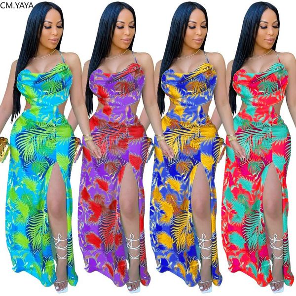 casual dresses cm.yaya women leaf print halter neck open back high split maxi dress party club bandage floor length long vestidos, Black;gray
casual dresses cm.yaya women leaf print halter neck open back high split maxi dress party club bandage floor length long vestidos, Black;gray