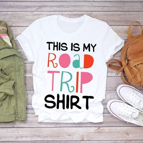 summer letter road trip womens cute printed cartoon print ladies graphic female tee, White
summer letter road trip womens cute printed cartoon print ladies graphic female tee, White