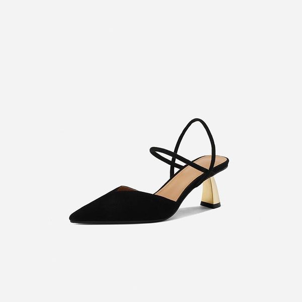 leather electroplated bend heel 2021 spring/summer high pointed commuter wrap sandals female, Black
leather electroplated bend heel 2021 spring/summer high pointed commuter wrap sandals female, Black